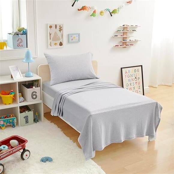 Basics 3 Piece Bed Sheets Set, 100% Cotton Jersey, Includes Super Soft - Picture 8 of 8